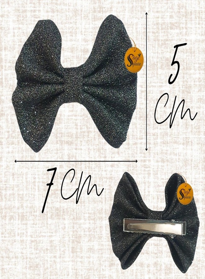 Sage Square Luxury Pet Gliter Bow | Stylish Grooming Clip | Fancy Bowknot for Dogs & Cats | Elegant Non-Slip Hair Accessory for Special Occasions, Parties & Weddings | Perfect for Your Pet (Black) - Image 3